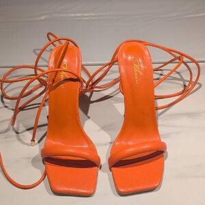 Women's Vibrant Orange Strappy Heels